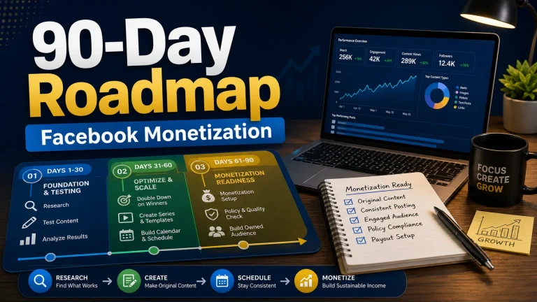 90 day Facebook monetization roadmap for new page owners