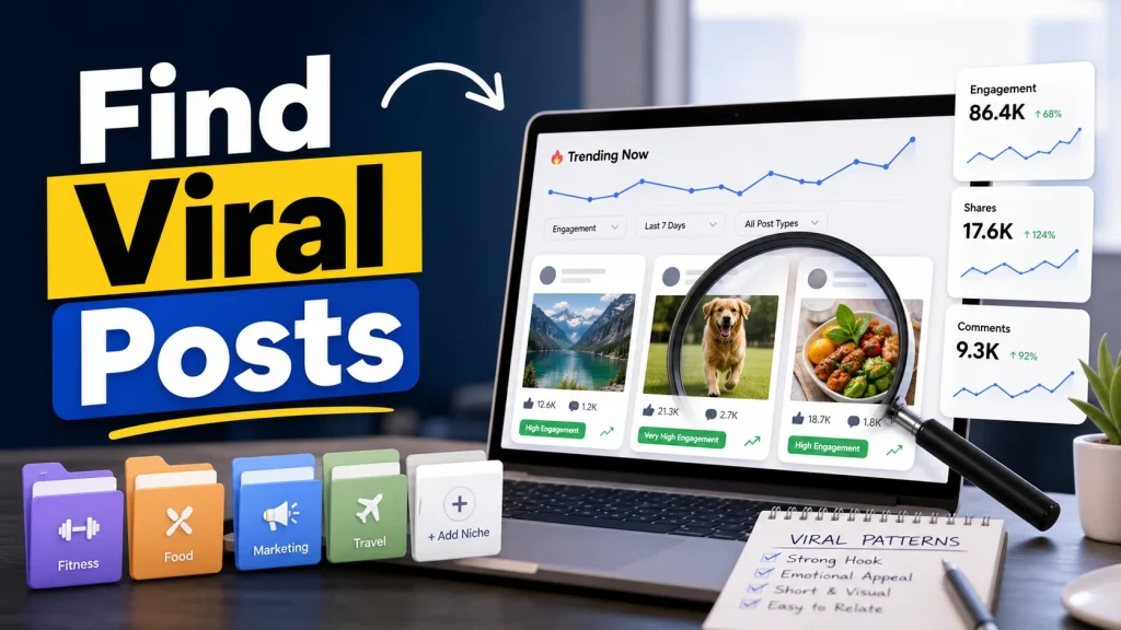 Viral Facebook post research dashboard for finding top content in a niche